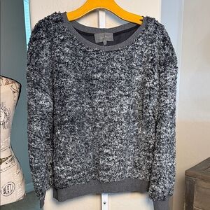 ANTHROPOLOGIE SUNDAYS IN BROOKLYN SHERPA CREWNECK PULL OVER BLACK/GRAY